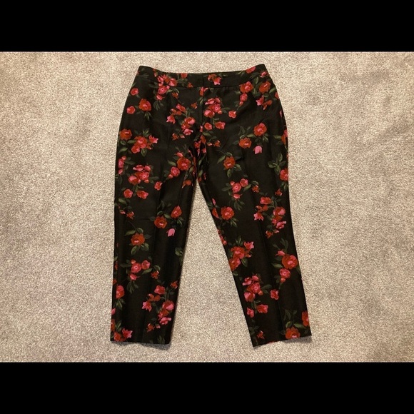 Talbots Heritage Rose Print Silk Ankle Pants 16 WP - Picture 2 of 13